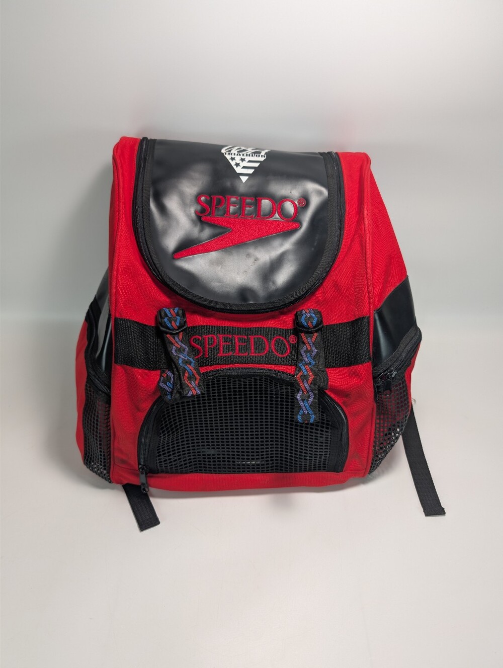 Vintage Speedo Red Backpack with Mesh Pockets